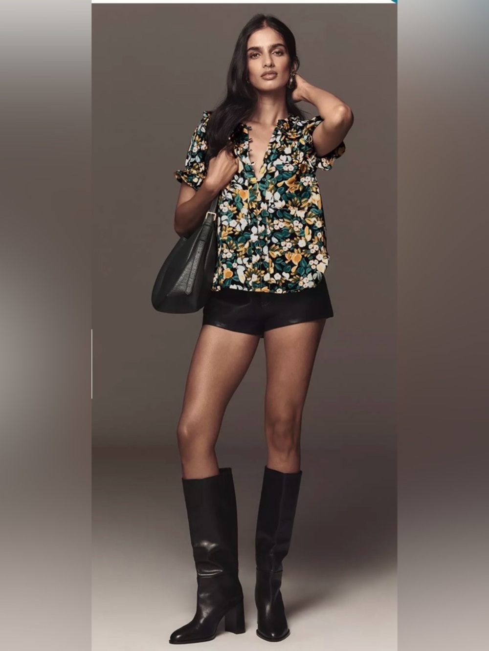 Anthropologie Pilcro The Keira Silky Blouse Floral Green Size S Cottagecore Boho